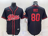 Men's San Francisco 49ers #80 Jerry Rice Black Color Rush With Patch Cool Base Stitched Baseball Jersey,baseball caps,new era cap wholesale,wholesale hats